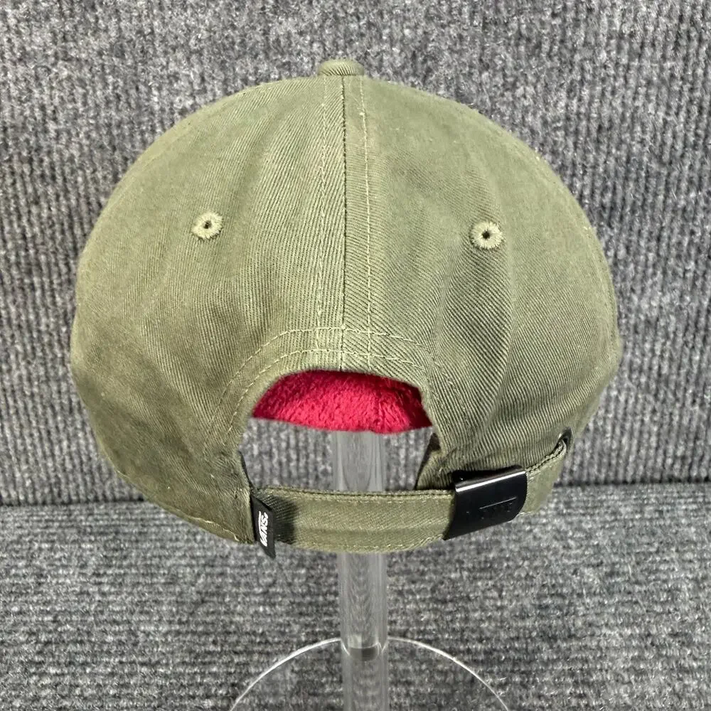 Vans Olive Green Adjustable Strapback Hat Checkerboard Logo Skate Streetwear